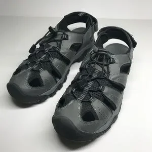 Eddie Bauer Men\'s Stewart Leather Fisherman Sandal - 9M Eddie Bauer Sandals Men 9M Stewart Shoes Grey Black Leather  main image 4